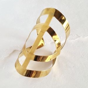 Brass aztec geometric cuff bracelet designer adjustable handmade